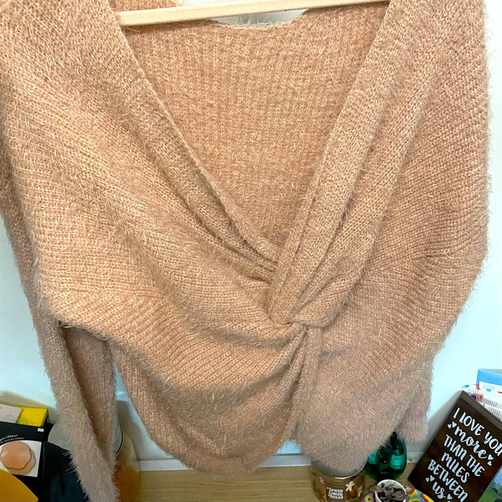 Baby pink twist back sweater